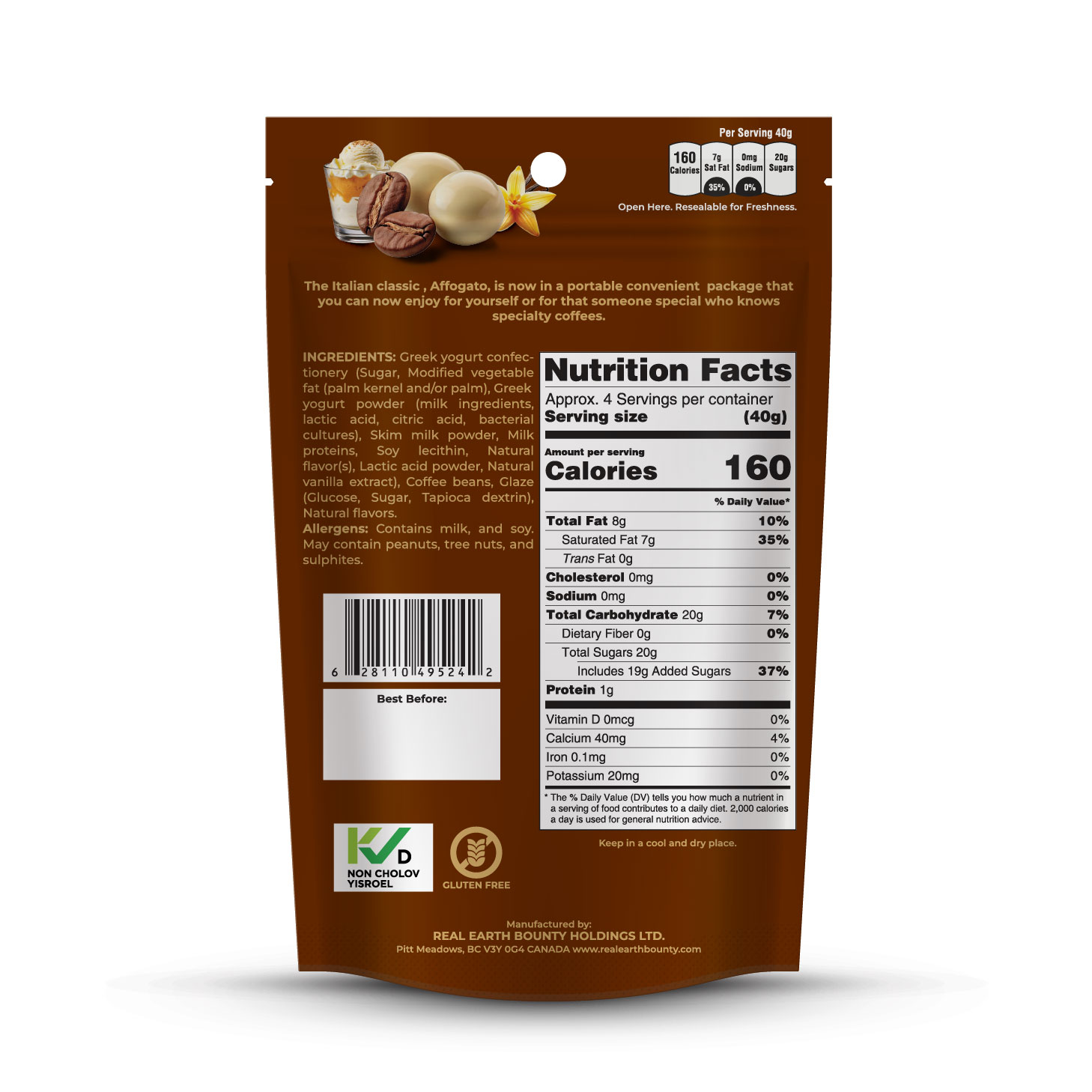 Affogato Greek Yogurt Coated Espresso Beans