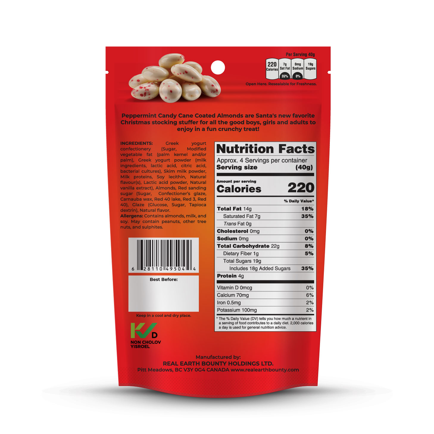 Peppermint Greek Yogurt Coated Almonds